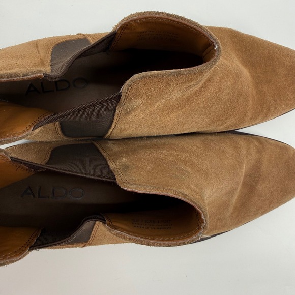 Aldo Mens Tan Suede Chelsea Boots Almond Toe Pull On Size 10.5 Brown Ankle Boots main image 8